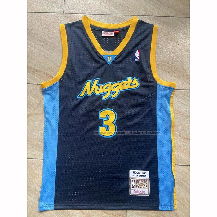 Camiseta Denver Nuggets Allen Iverson NO 3 Mitchell & Ness 2006-07 Azul2